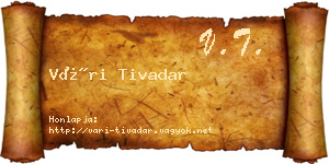 Vári Tivadar névjegykártya